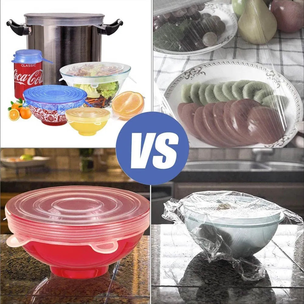 Silicone Stretch Tampas para Cozinha Microondas Alimentos, Elastic Bowl Caps - Branco 6 unidades — foto 5