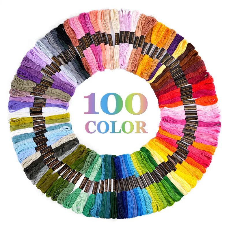 36/100 pçs cores misturadas linha de bordado algodão escheiras de costura artesanato ponto cruz linha diy — foto 1