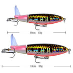 1 pçs 10cm 14cm topwater spinner isca de pesca popper lápis artificial isca dura hélice rotativa cauda — foto 4
