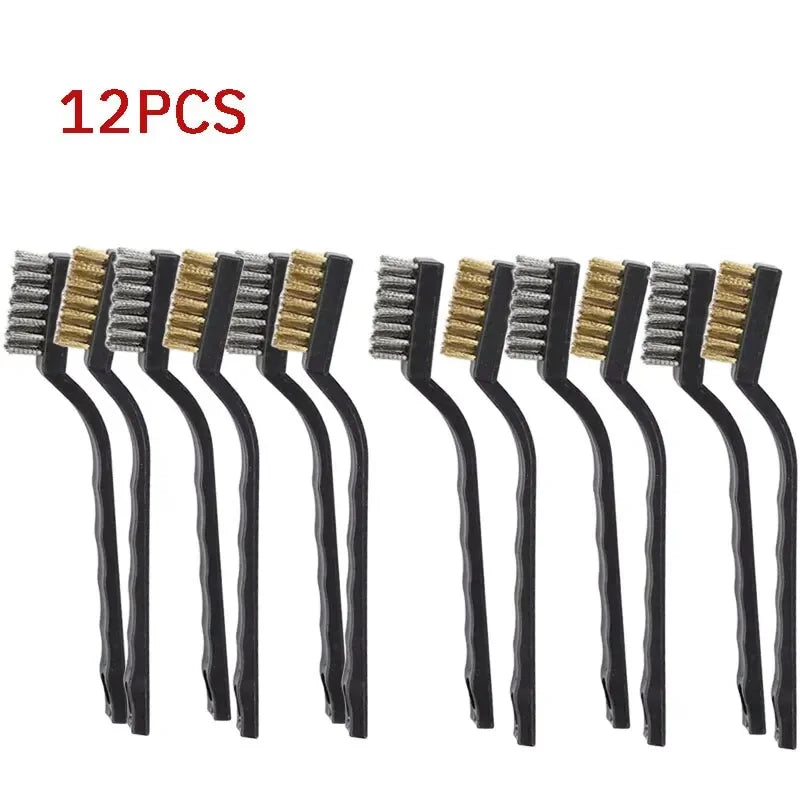 6 ou12 pçs escova de dentes industrial mini cobre fio de aço escova de fio de aço inoxidável sujeira dura — foto 2