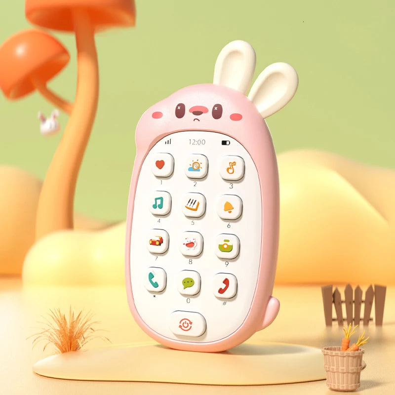 Coelho infantil brinquedos telefones telemóvees bebê mastigável quebra-cabeça multifuncional música telefone — foto 1