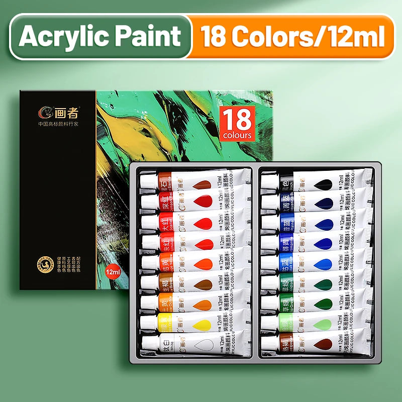 Conjunto de pintura acrílica vibrante, 12/18/24/36 cores, 12ml/0.42oz, kit de pintura acrílica para papel — foto 1