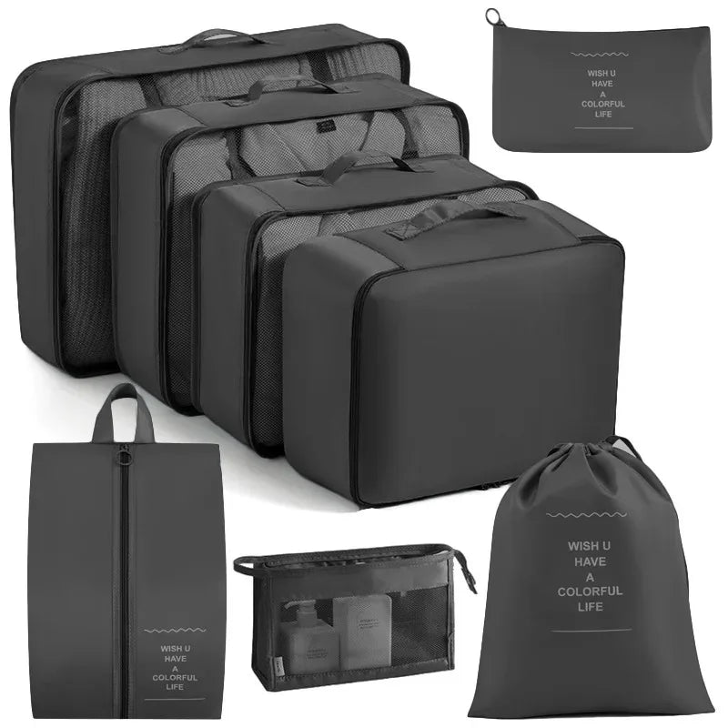 6/8 pçs conjunto saco de viagem organizador roupas bagagem organizador de viagem cobertor sapatos — foto 2