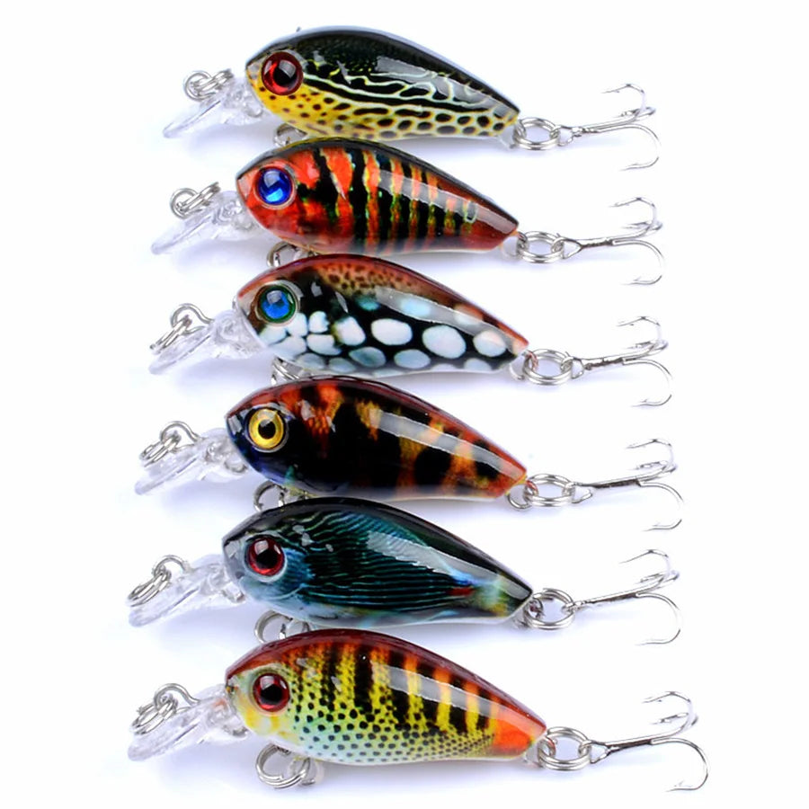 6 pçs flutuante crankbaits iscas de pesca conjunto swimbait topwater duro kit wobblers artificiais — foto 1