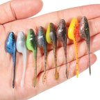 Tipo de peixe minnow shad iscas macias 5cm ajing worm isca de pesca salgueiro cauda tpr flutuante - Color A — foto 7