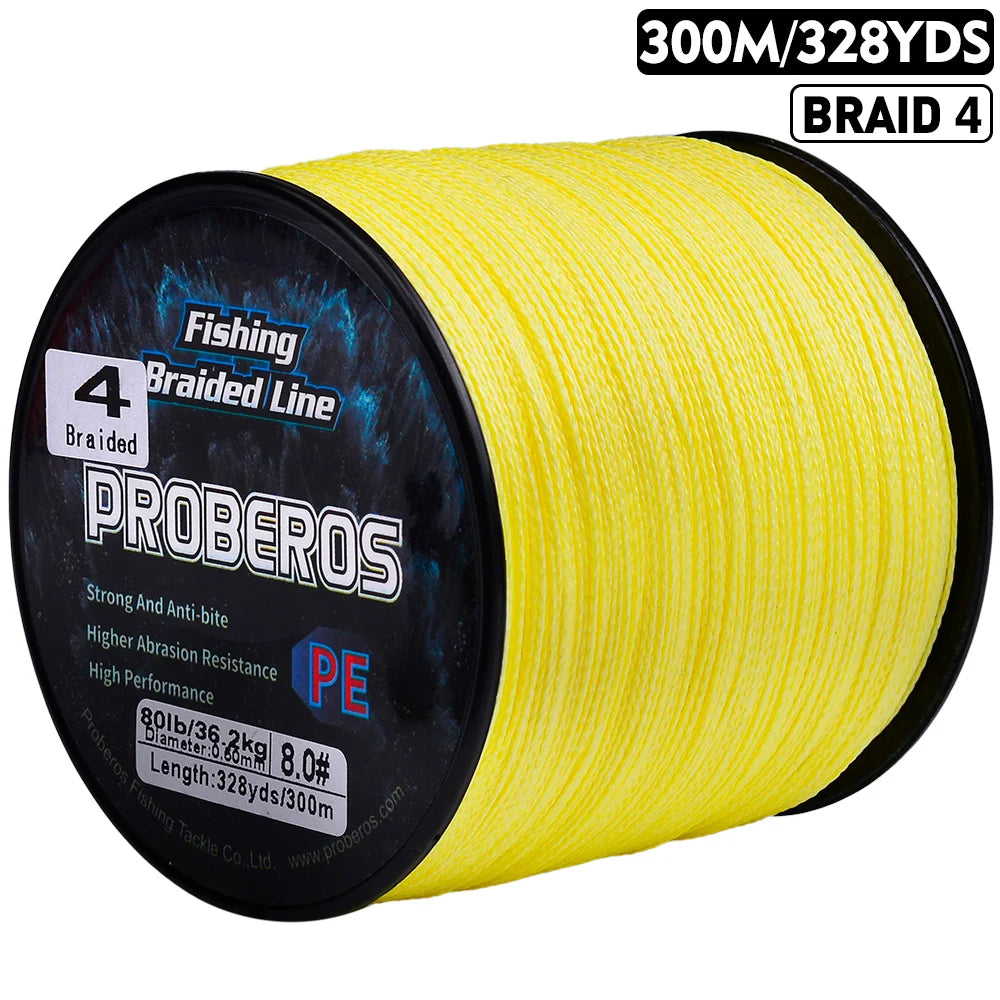 Linha de Pesca Trançada - 300M/328YDS, 6-80LB, Super Resistente e Suave - Amarelo tamanho 0.6-8LB — foto 2