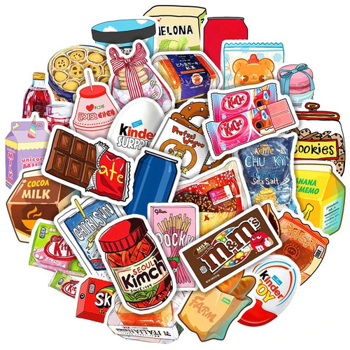 10/30/50 pçs bebida leite lanche embalagens de alimentos adesivos telefone scrapbook - 50 unidades — foto 2