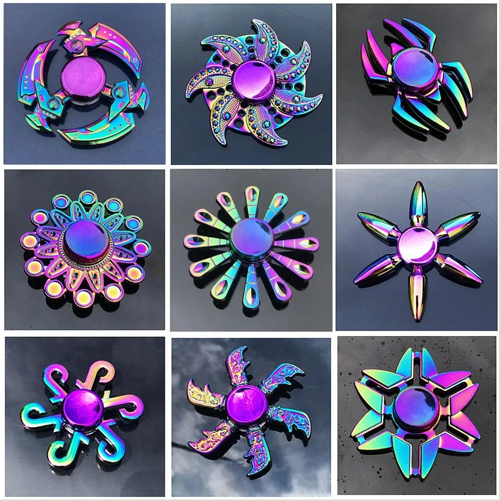 Novo Fidget Spinner de Metal Arco-Íris com Cores Gradientes R188, Rolamento Silencioso, EDC — foto 1