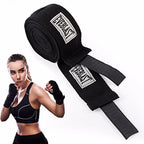 Bandagens de boxe de algodão, envoltórios macios e elásticos para mãos para sanda, muay thai - Preto — foto 6