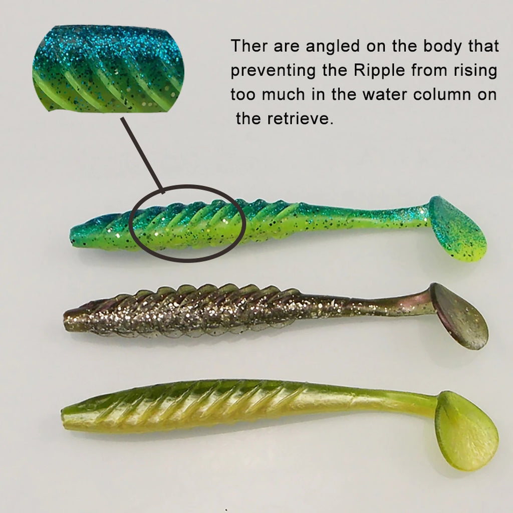 Iscas de Pesca Ripple Shad 100mm 125mm 70mm Isca Artificial Macia SwimBait - CA116DC 70mm 12 unidades — foto 4
