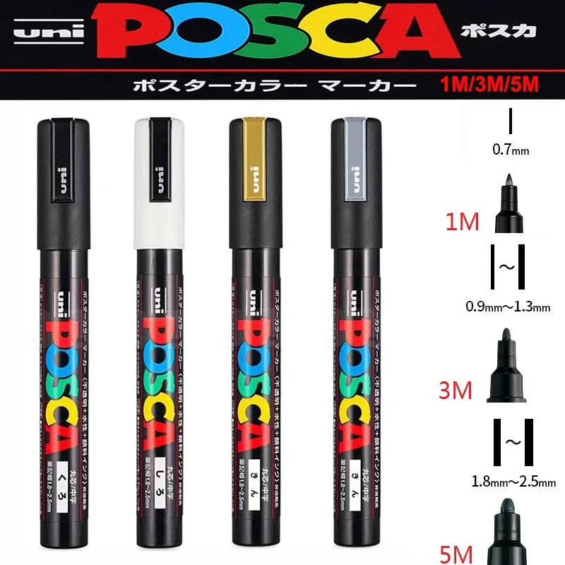 1/2 pçs poscas marcadores acrílicos PC-1M-3M-5M permanente canetas de arte à prova dwaterproof água graffiti — foto 2