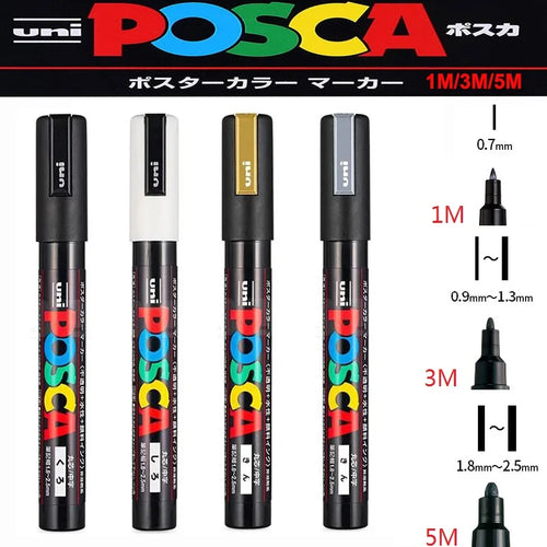 1/2 pçs poscas marcadores acrílicos PC-1M-3M-5M permanente canetas de arte à prova dwaterproof água graffiti — foto 2