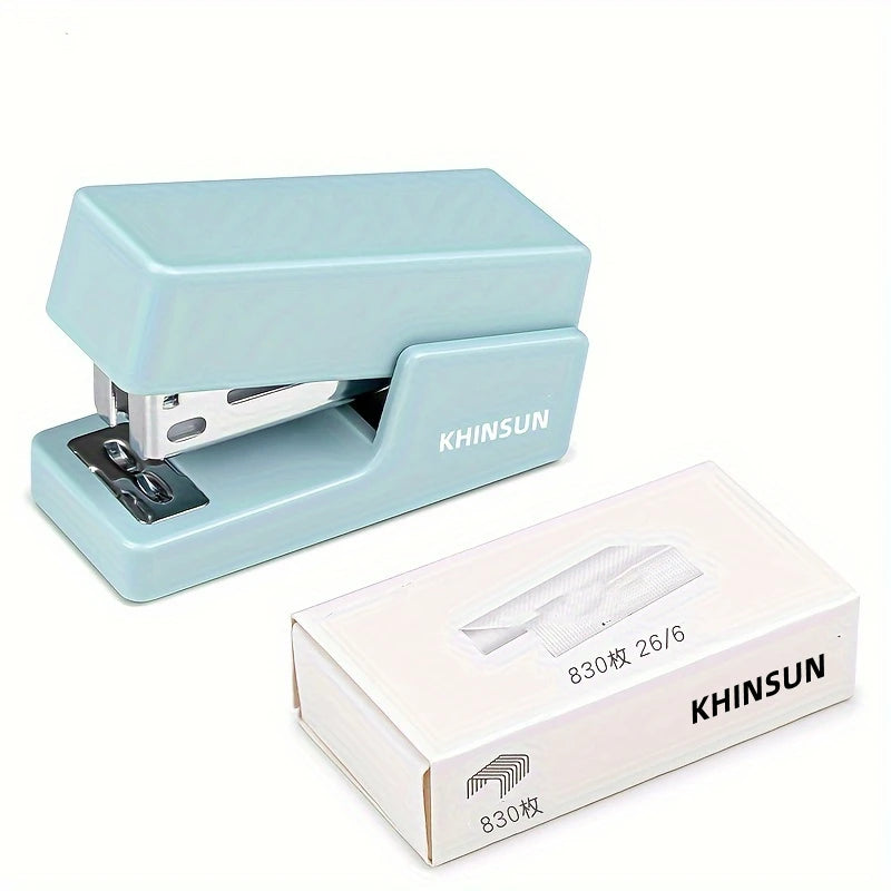 Khinsun mini grampeador conjunto portátil cor máquina de ligação de papel uso 24/6 26/6 grampos moda — foto 1