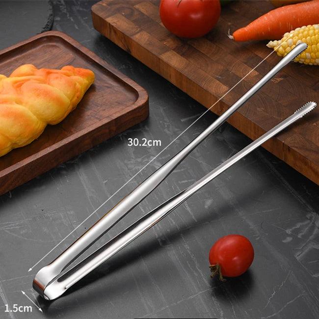 Pinça de grelha de aço inoxidável, clipe de comida para churrasco, bife, pão, utensílios de cozinha, festa — foto 1