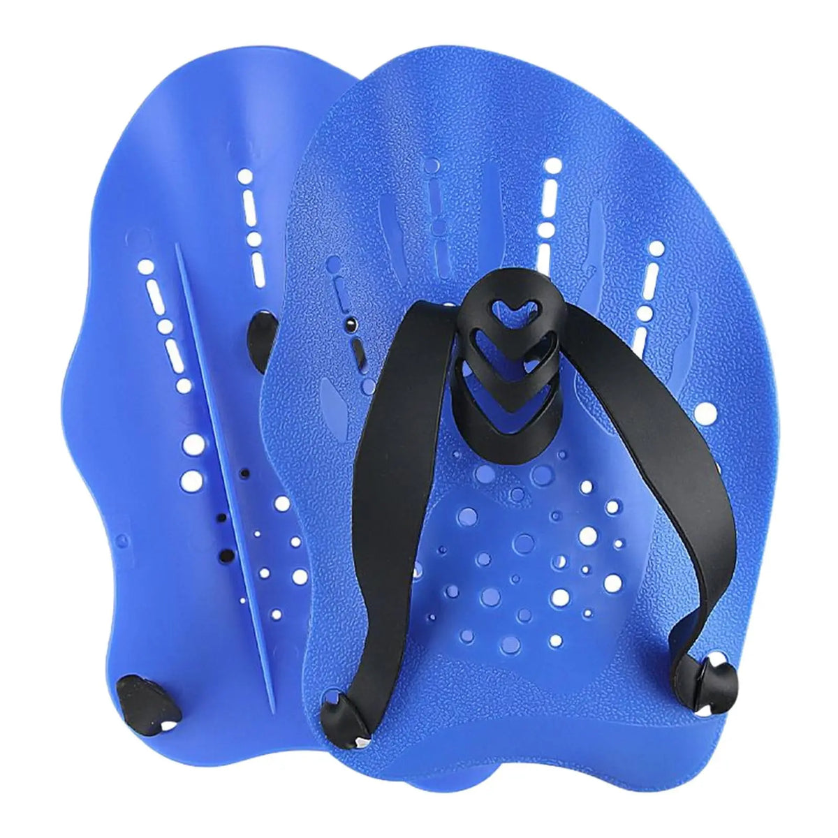 Pás de natação para mãos com alças de silicone ajustáveis – azul tamanho S — foto 1