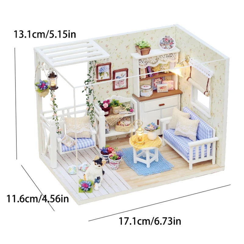 Gatinho mini casa de boneca 3d quebra-cabeça montagem modelo kit construção criativo - QT-033 com cover — foto 7