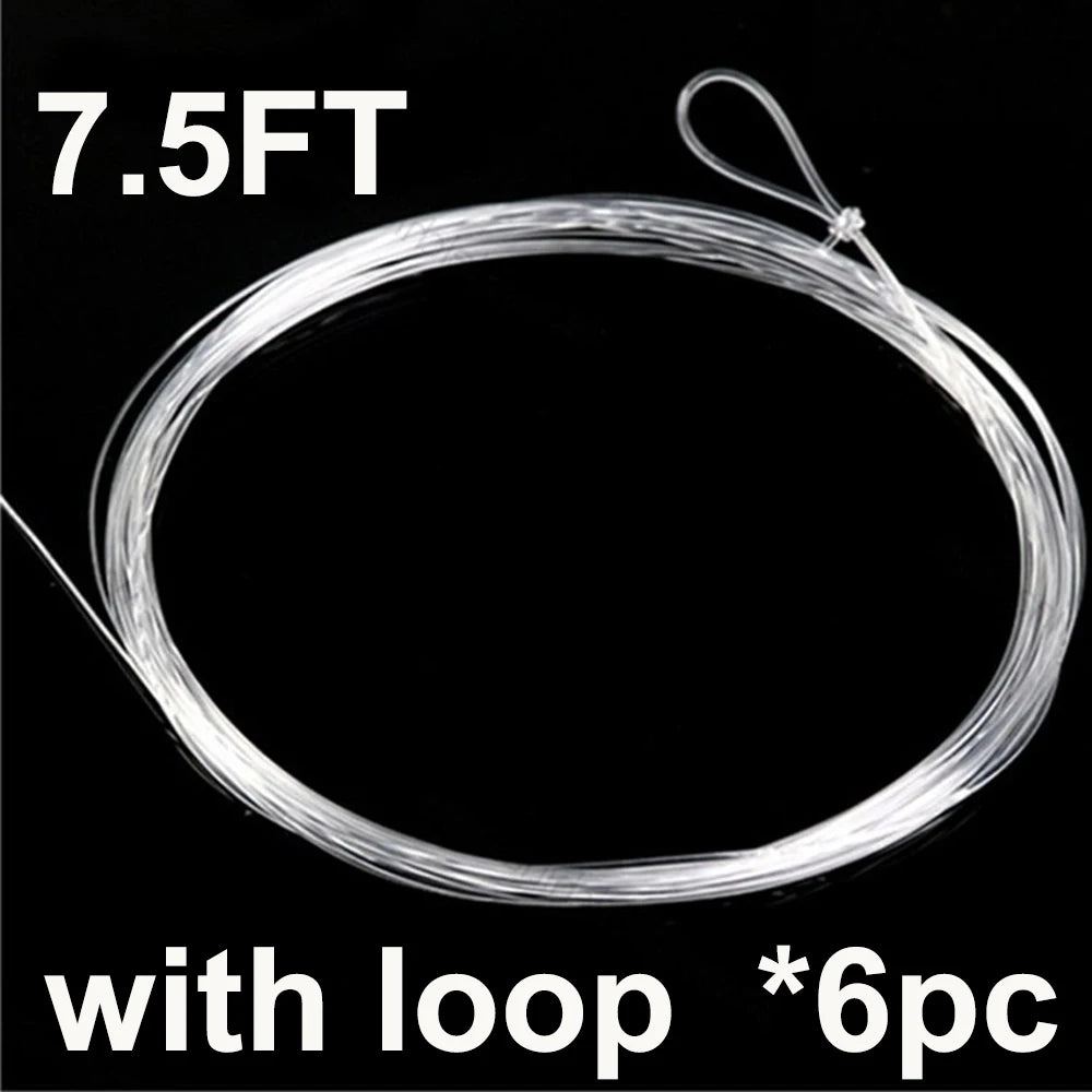 6 peças Linha de Nylon Cônica Transparente com Laço para Pesca com Mosca 7.5/9/12/15FT 0X-7X para Truta — foto 4