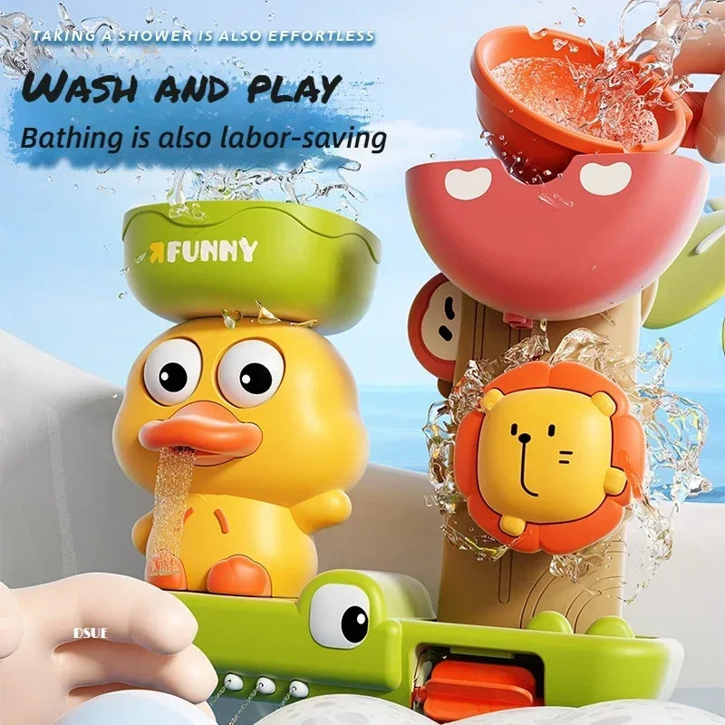 Brinquedo de banho do bebê jogar água em forma de pato/flor leão waterwheel crianças diversão na banheira — foto 2