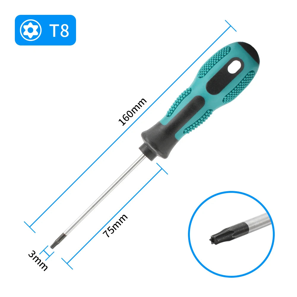 1 pçs chave de fenda torx magnética precisão t5 t6 t7 t8 t9 t10 t15 t20 t25 t27 t30 torx controlador — foto 2