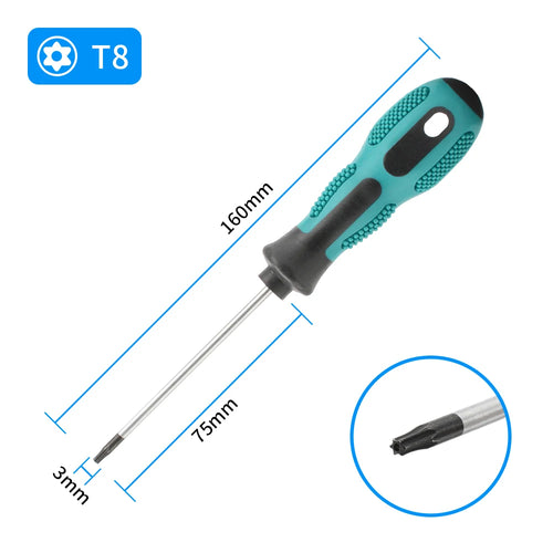 1 pçs chave de fenda torx magnética precisão t5 t6 t7 t8 t9 t10 t15 t20 t25 t27 t30 torx controlador — foto 2