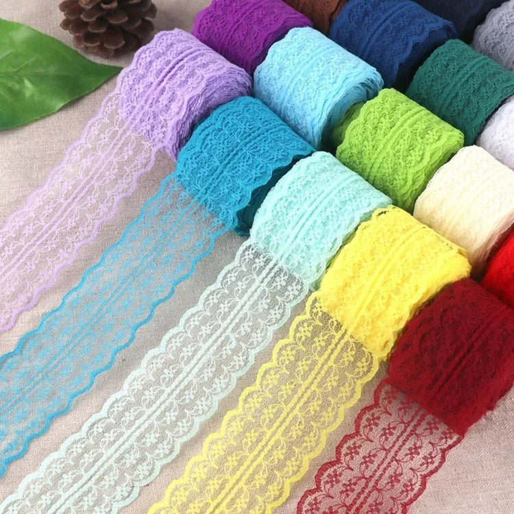 4.5cm fita de renda 10 metros/rolo branco preto rosa vermelho azul verde roxo bege laranja amarelo borgonha — foto 2