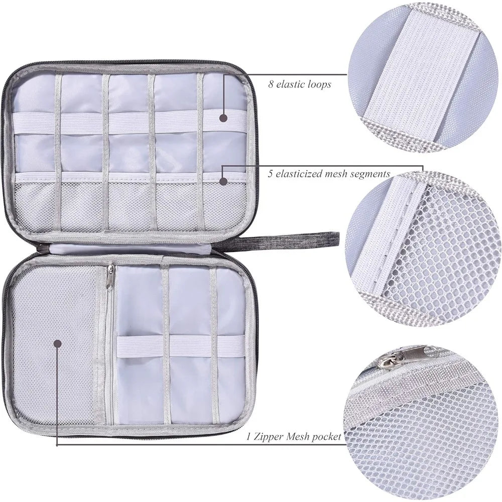 Impermeável Electronics Storage Bag, Bolsa de transporte, Travel Bag, Universal Cable Organizer - Cinzento — foto 5