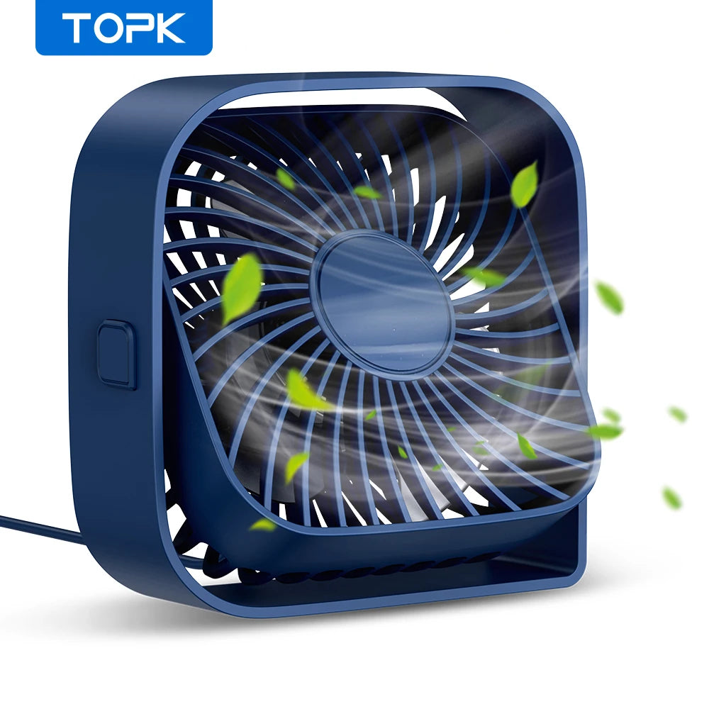 Mini ventilador de mesa USB portátil 3 velocidades 12,3 cm - Azul — foto 2