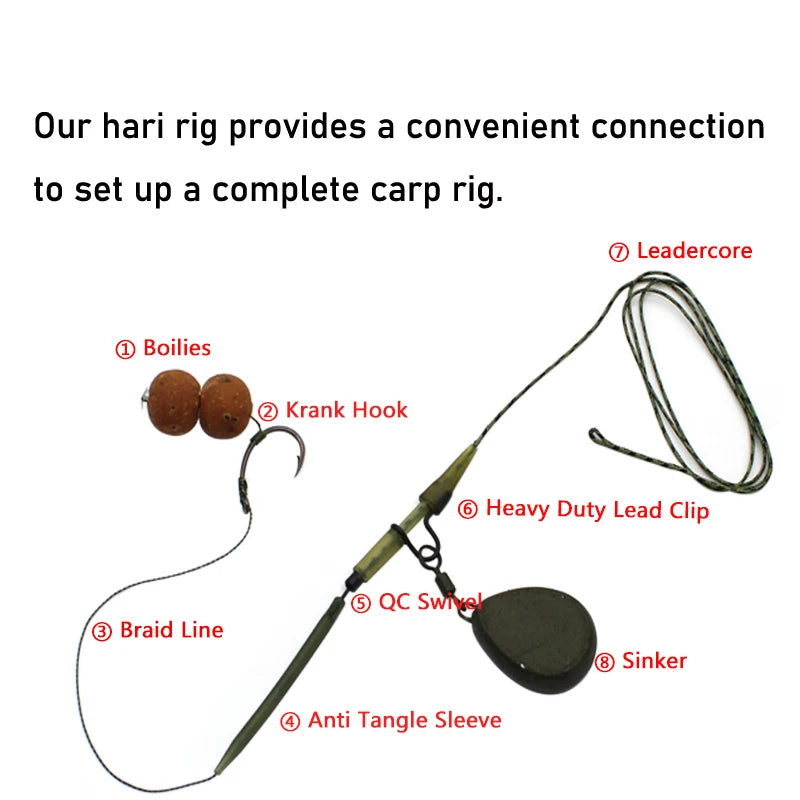 6 pçs acessórios de pesca da carpa equipamento de cabelo conjunto de gancho de pesca pronto - Hook tamanho 8 — foto 4