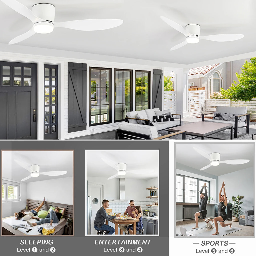 Ventilador de teto com luz LED, ABS preto, 42 polegadas — foto 7