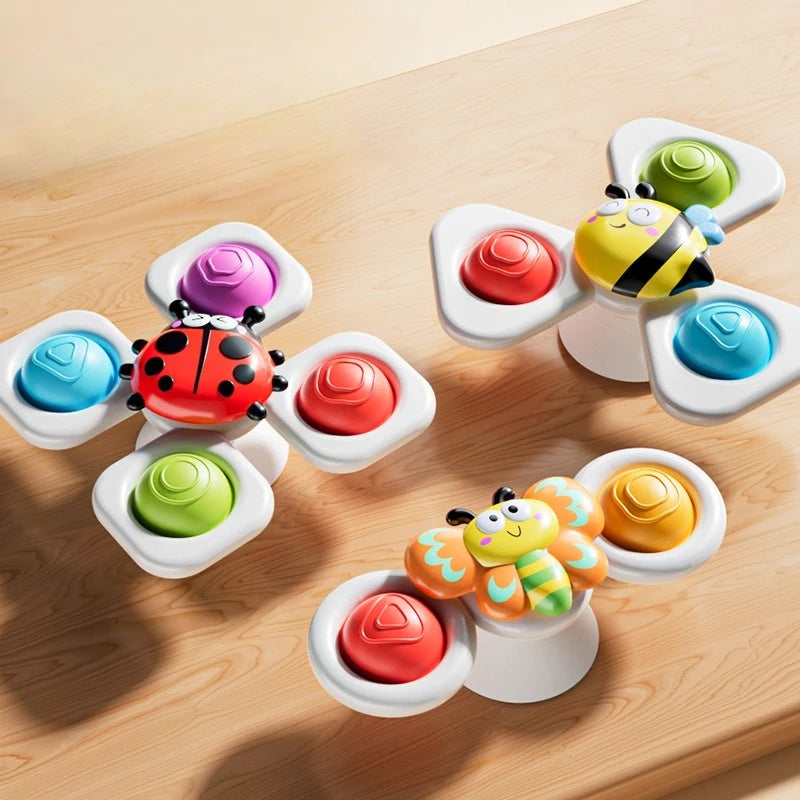 3pc conjunto ventosa girando dos desenhos animados animal spinner brinquedos para crianças janela cadeira — foto 2