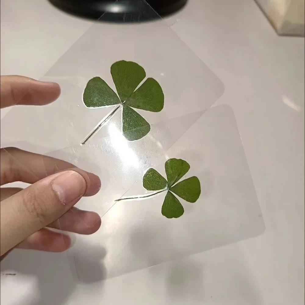 5 pçs trevo da sorte cartões postais relva transparente desejando cartões ideais para marcadores & decorações — foto 2