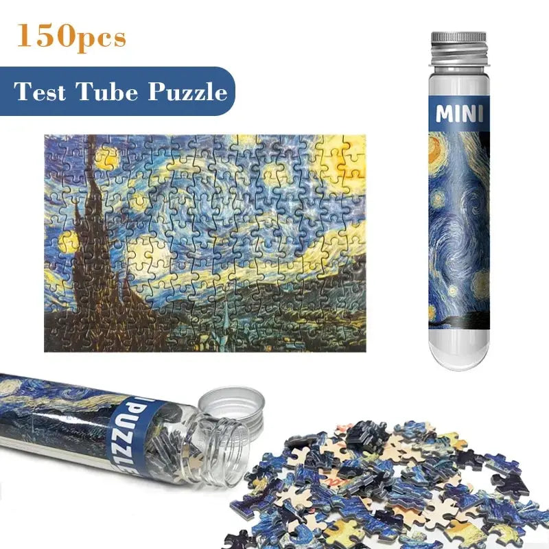 Test Tube Jigsaw Puzzle, pintura mundialmente famosa, Van Gogh a noite estrelada, presente de Natal, 150pcs — foto 2