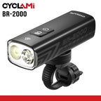 2000 lumens farol da bicicleta lanterna guiador TYPE-C mtb estrada destaque br2000 frente lâmpada luz liga — foto 2