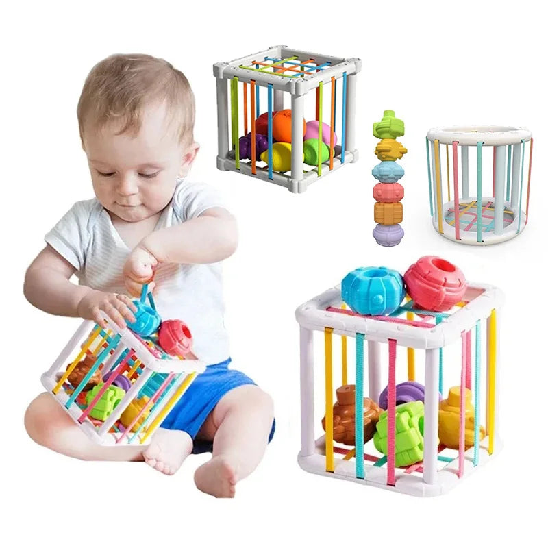 Montessori-Shape Sorter Cube para bebês, blocos coloridos, classificando o jogo, cognitivo infantil — foto 2