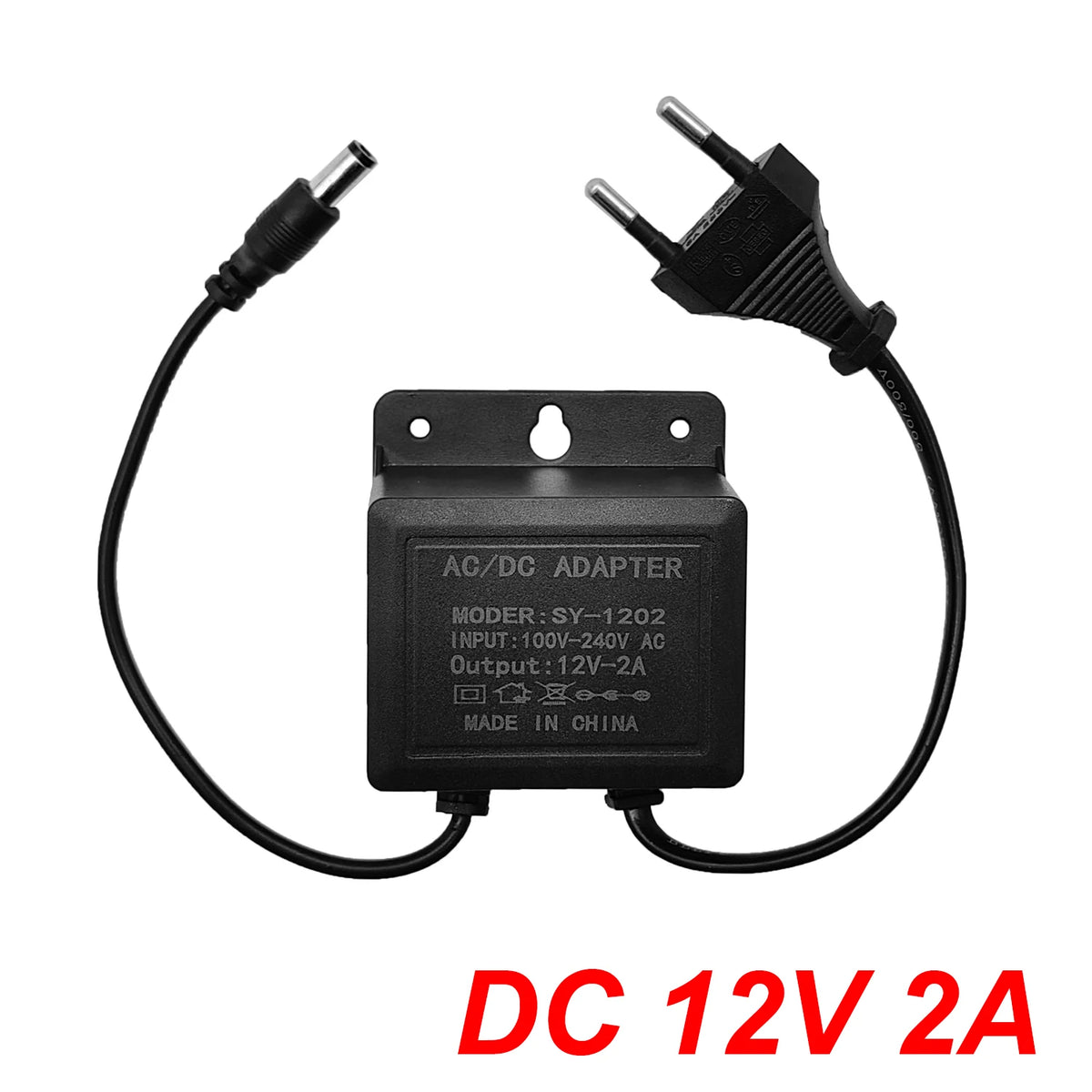 Dc12v 2a à prova dwaterproof água ue plug adaptador de alimentação para cctv vigilância segurança ahd câmara — foto 1