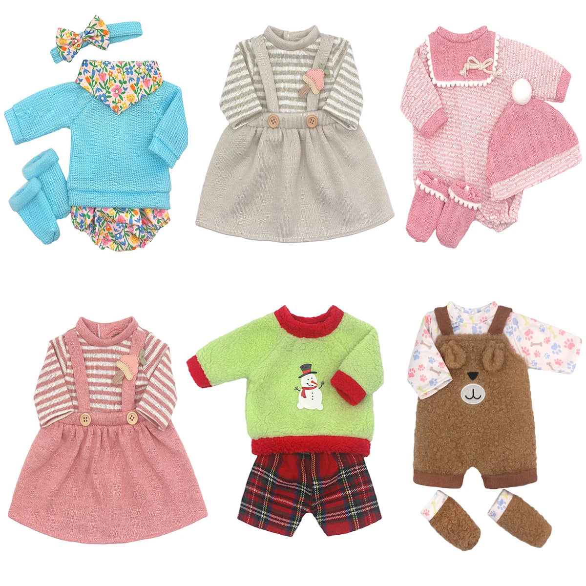 Bebê nascido boneca roupas para 13-18 Polegada boneca recém-nascido bonito jumpers macacão terno + sapatos — foto 3