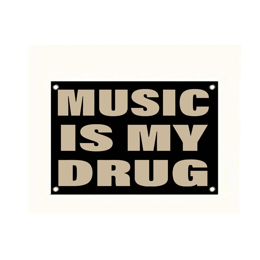 A música é minha droga bandeira engraçada dormitório família banner de parede 3x5fts 2x3fts atividades ao ar — foto 1