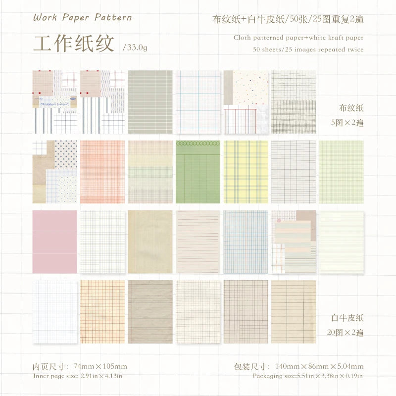 50 pçs criativo xadrez decoração scrapbook material do vintage kit de papel diy lixo diário colagem álbum — foto 1