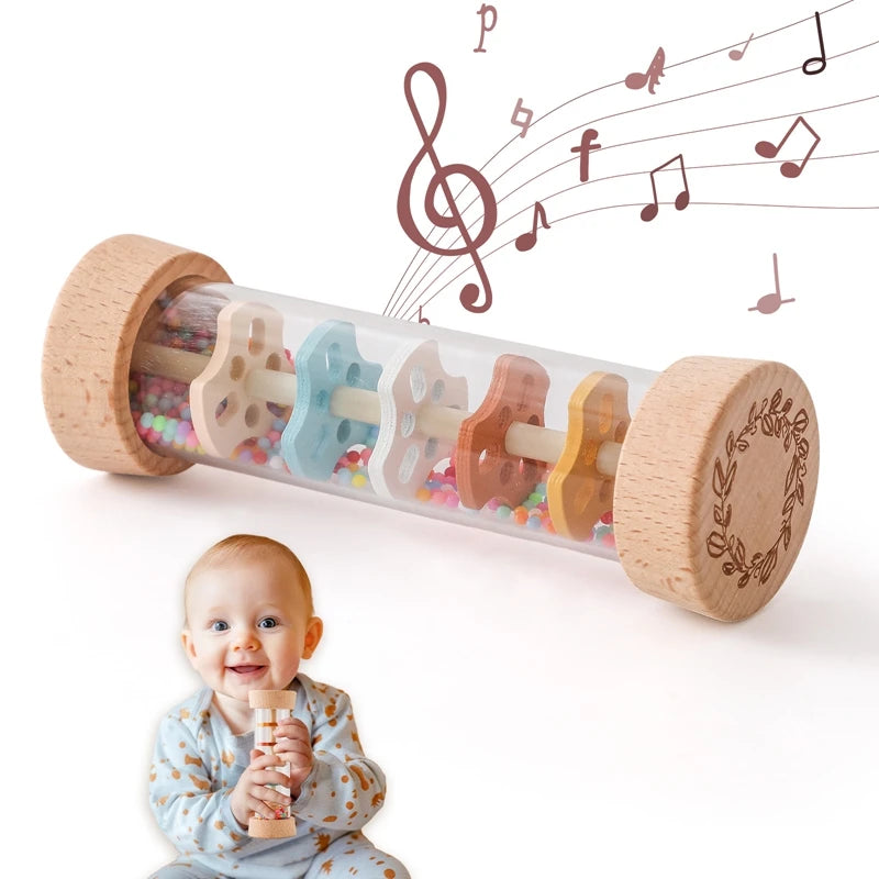 Montessori bebê Rain Stick, ampulheta arco-íris, chocalho musical, brinquedo educativo, colorido — foto 2