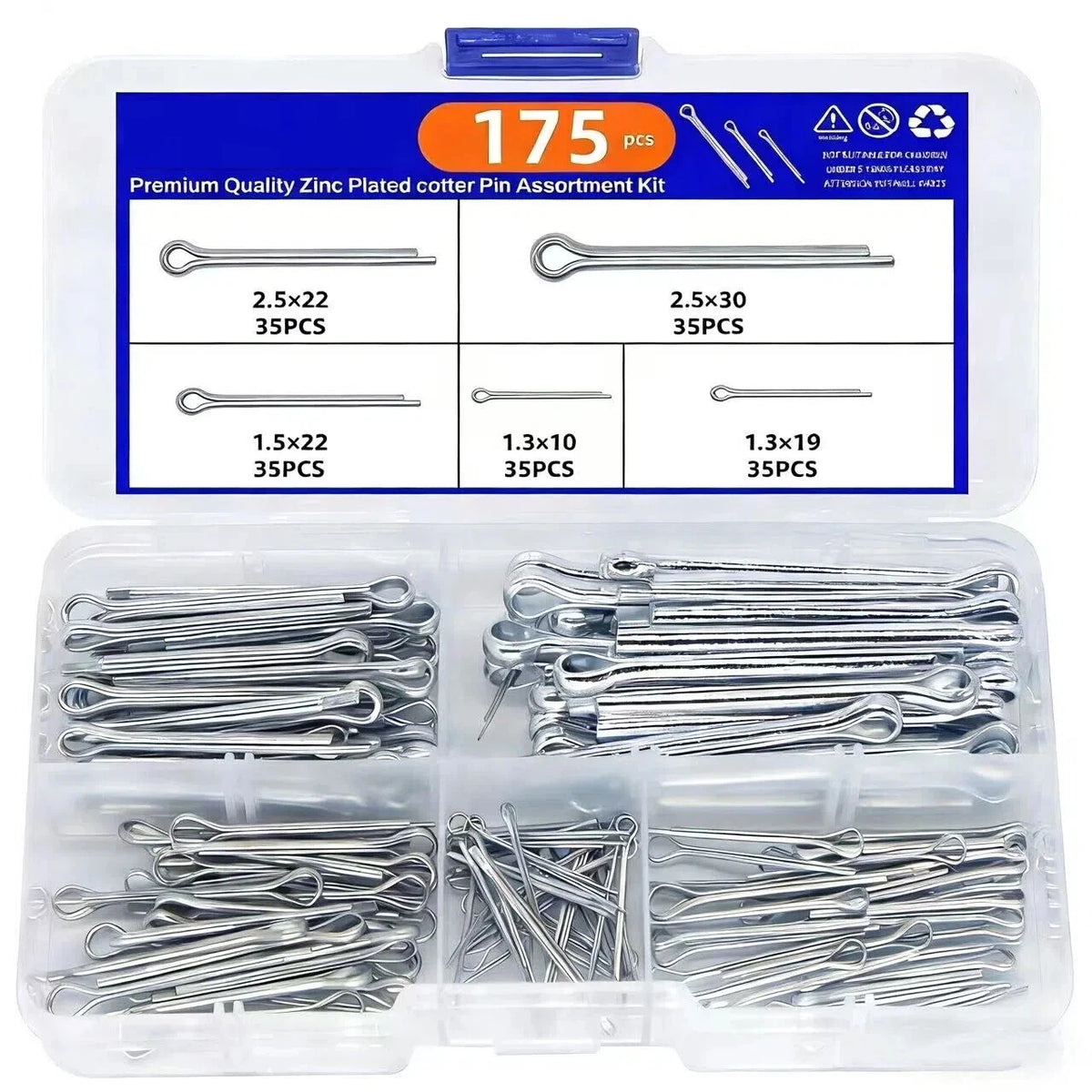 Sliver Split Pins para fixações de algodão, aço zincado, Hard Case Link, tamanhos sortidos, alta qualidade — foto 1