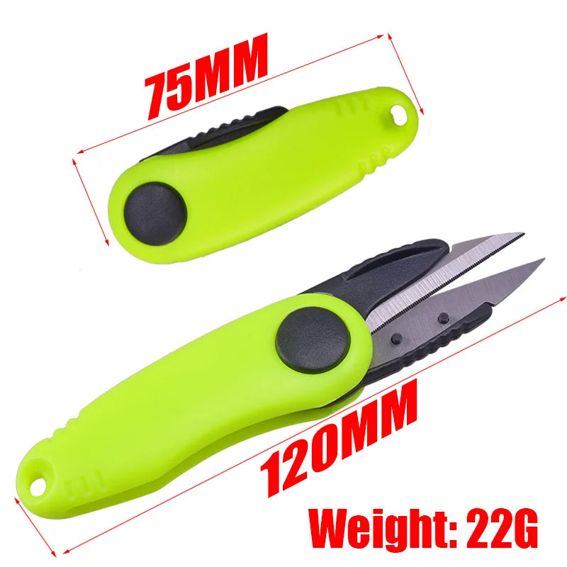 Pesca kit de ferramentas de nó rápido camarão-em forma de aço inoxidável peixe uso tesoura acessórios linha — foto 2