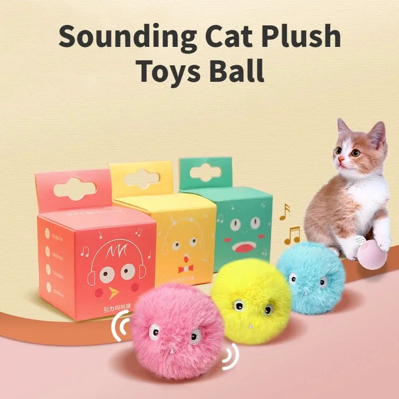 Bola de pelúcia com som para gatos diâmetro 5,5 cm rosa — foto 5