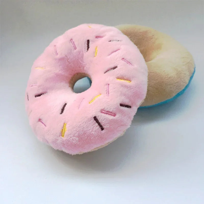 Brinquedo de pelúcia em forma de donut com som para cães, 10 cm — foto 7