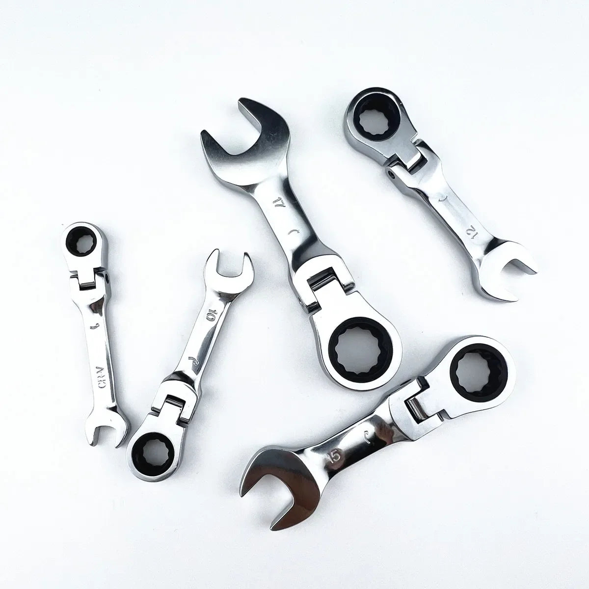 Mini chave de catraca de alça curta com cabeça móvel, chave de extremidade aberta rápida de dupla - 10mm — foto 2