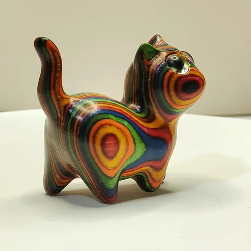 1 Escultura de gato em madeira pintada, peça de decoração criativa para casa, festivais e entrada — foto 2