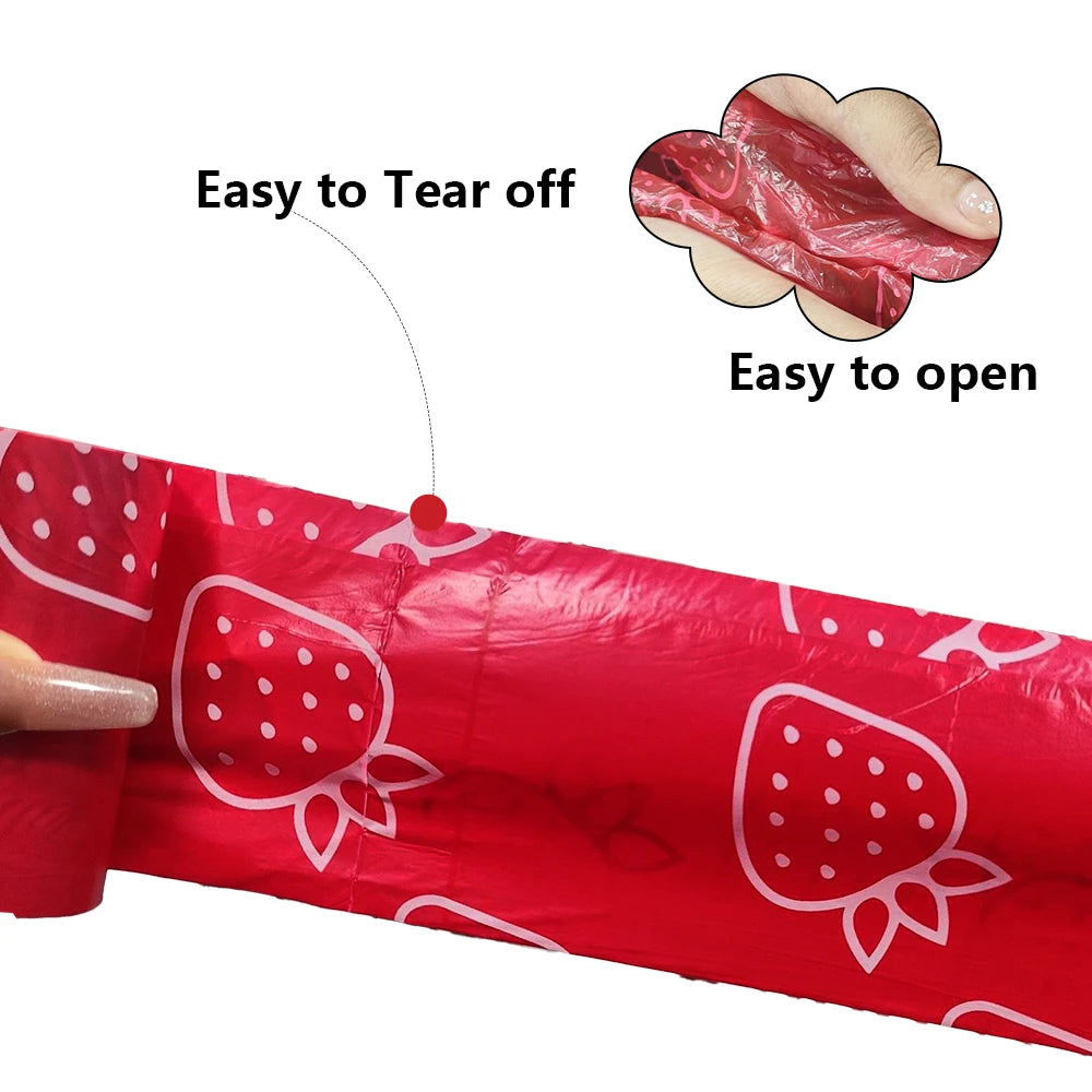 Sacos de Lixo para Cães Vermelhos Fotodegradáveis com Fragrância de Morango - Vermelho 24Rolls 360bags — foto 2