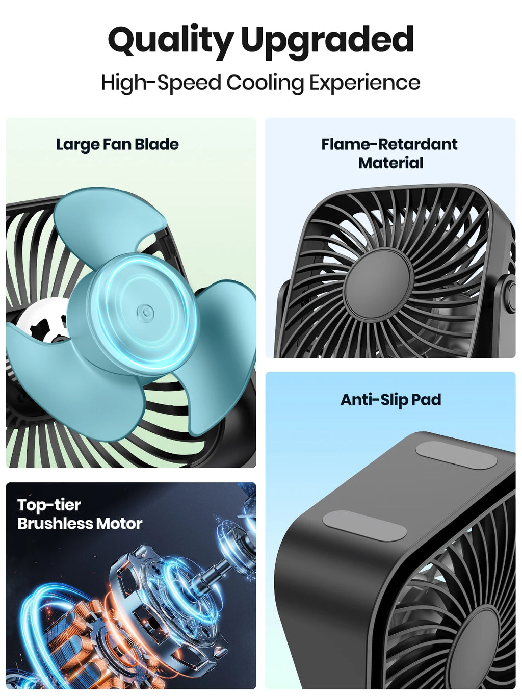 Mini ventilador de mesa portátil USB 4 polegadas — foto 2