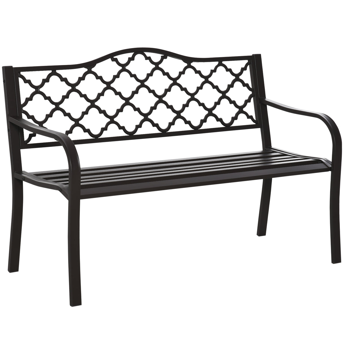 Banco de Jardim 3 Lugares em Estilo Rústico Chique 128x60x89 cm Metal Epóxi Anticorrosivo Fundição Marrom — foto 1