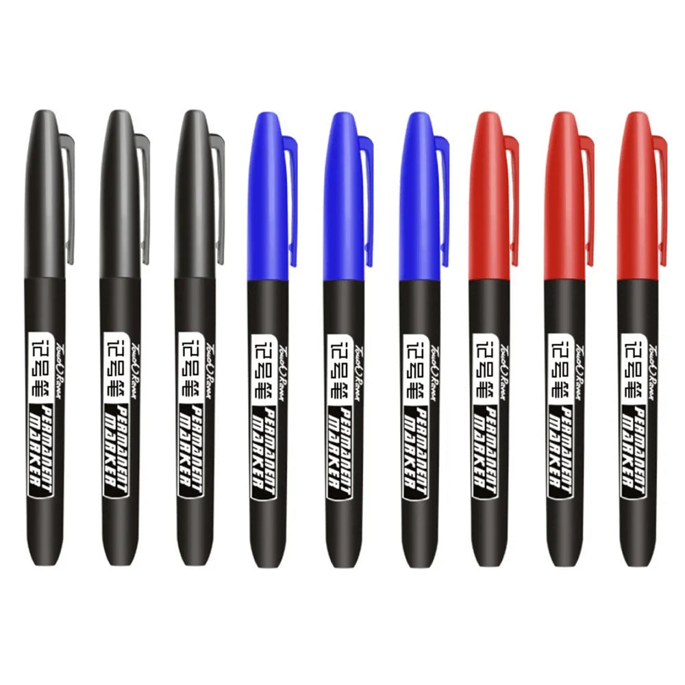 9 pçs/set caneta marcador permanente ponto fino tinta à prova dwaterproof água fina nib bruto preto azul — foto 2