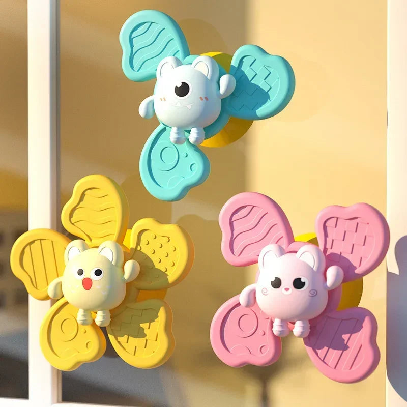 Brinquedos de banho do bebê engraçado banho otário girador ventosa dos desenhos animados chocalhos brinquedos — foto 2
